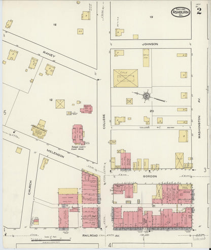 Sanborn Fire Insurance Map from Ashburn, Turner County, Georgia (1921), Sheet #0002 - Complete Map Set gallery image, historic Sanborn map, vintage wall art, Georgia Georgia