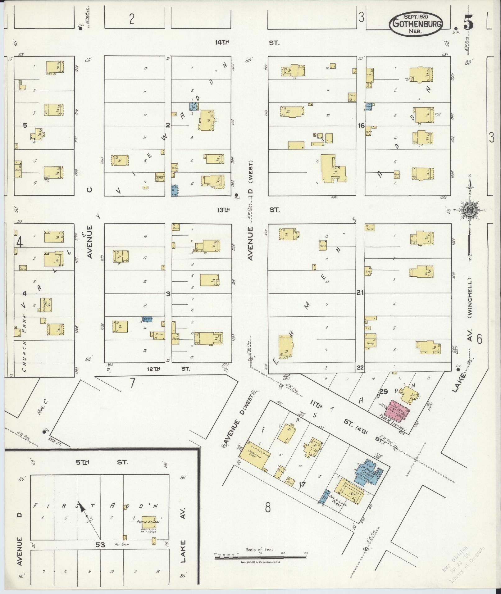Sanborn Fire Insurance Map from Gothenburg, Dawson County, Nebraska (1920), Sheet #0005 - Complete Map Set gallery image, historic Sanborn map, vintage wall art, Nebraska Nebraska