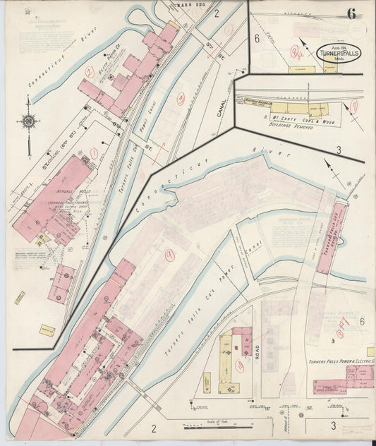 Sanborn Fire Insurance Map from Turners Falls, Franklin County, Massachusetts (1940), Sheet #0006 - Historic Sanborn Fire Insurance Map Print, vintage old map wall art, antique decor, genealogy gift, Massachusetts Massachusetts map