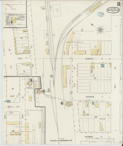 Sanborn Fire Insurance Map from McGregor, McLennan County, Texas (1894), Sheet #0002 - Historic Sanborn Fire Insurance Map Print, vintage old map wall art, antique decor, genealogy gift, Texas Texas map