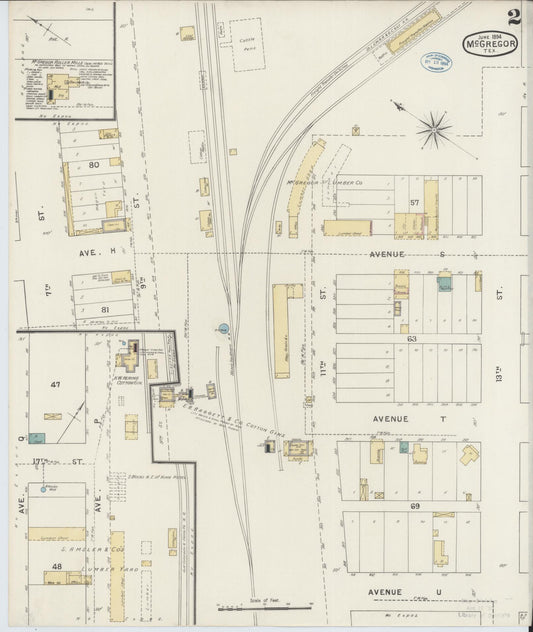Sanborn Fire Insurance Map from McGregor, McLennan County, Texas (1894), Sheet #0002 - Historic Sanborn Fire Insurance Map Print, vintage old map wall art, antique decor, genealogy gift, Texas Texas map
