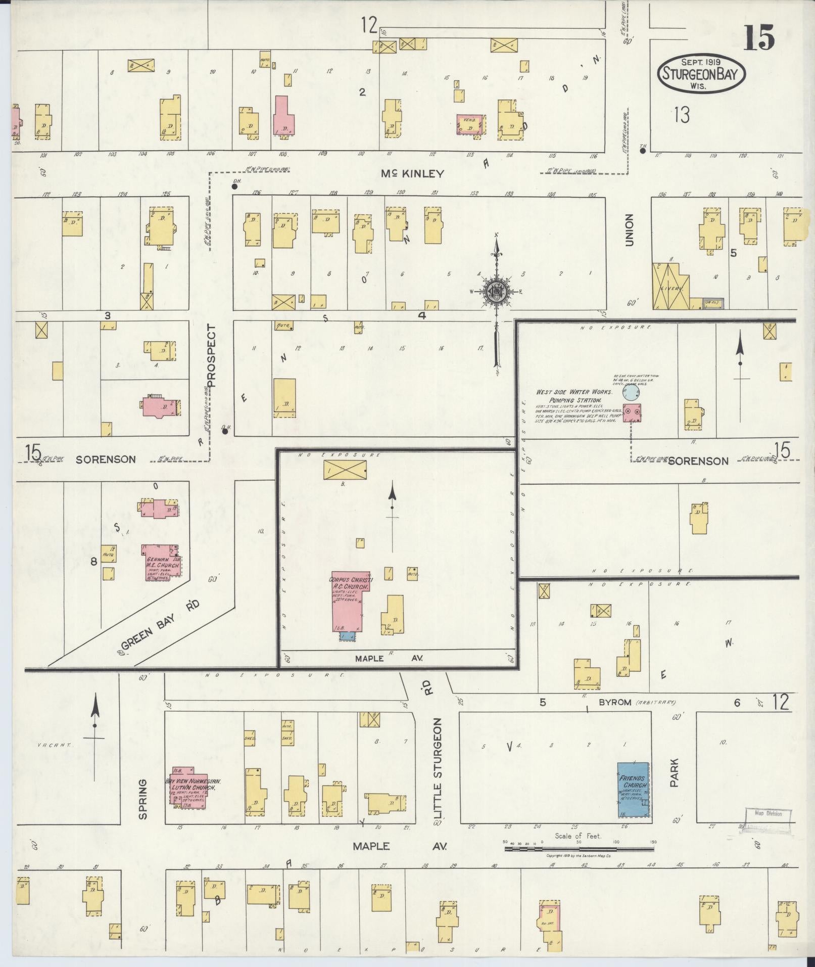 Sanborn Fire Insurance Map from Sturgeon Bay, Door County, Wisconsin (1919), Sheet #0015 - Complete Map Set gallery image, historic Sanborn map, vintage wall art, Wisconsin Wisconsin