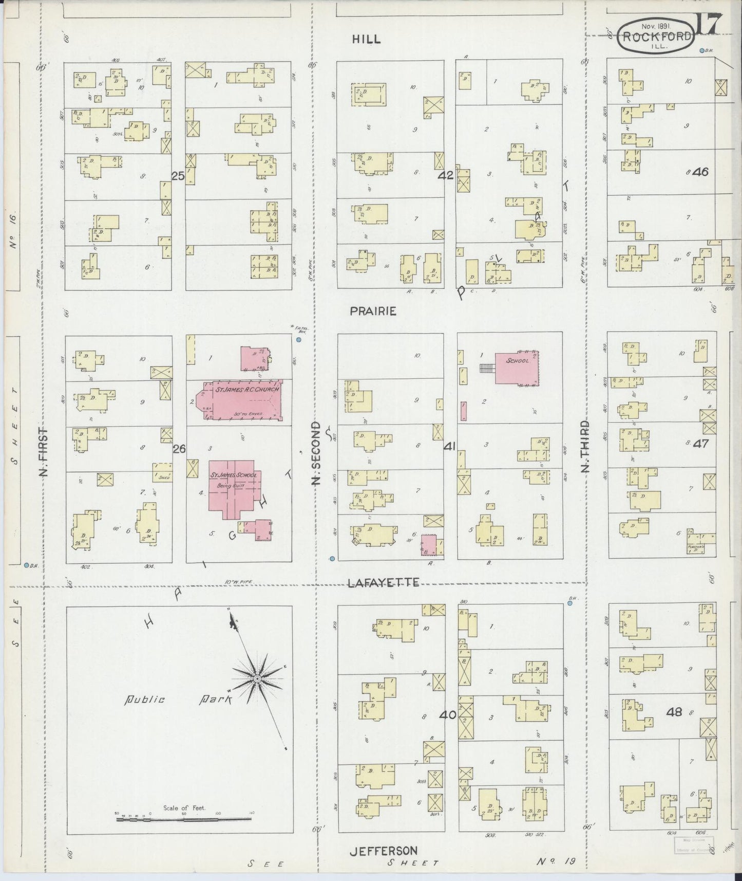 Sanborn Fire Insurance Map from Rockford, Winnebago County, Illinois (1891), Sheet #0017 - Complete Map Set gallery image, historic Sanborn map, vintage wall art, Illinois Illinois