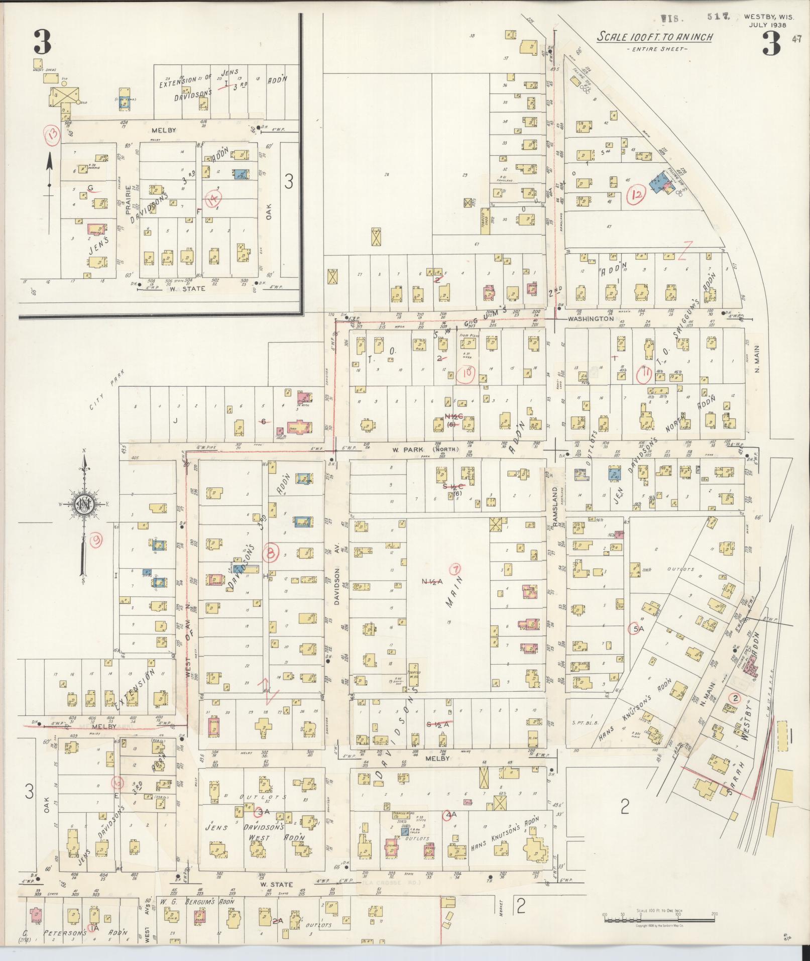 Sanborn Fire Insurance Map from Westby, Vernon County, Wisconsin (1940), Sheet #0003 - Complete Map Set gallery image, historic Sanborn map, vintage wall art, Wisconsin Wisconsin