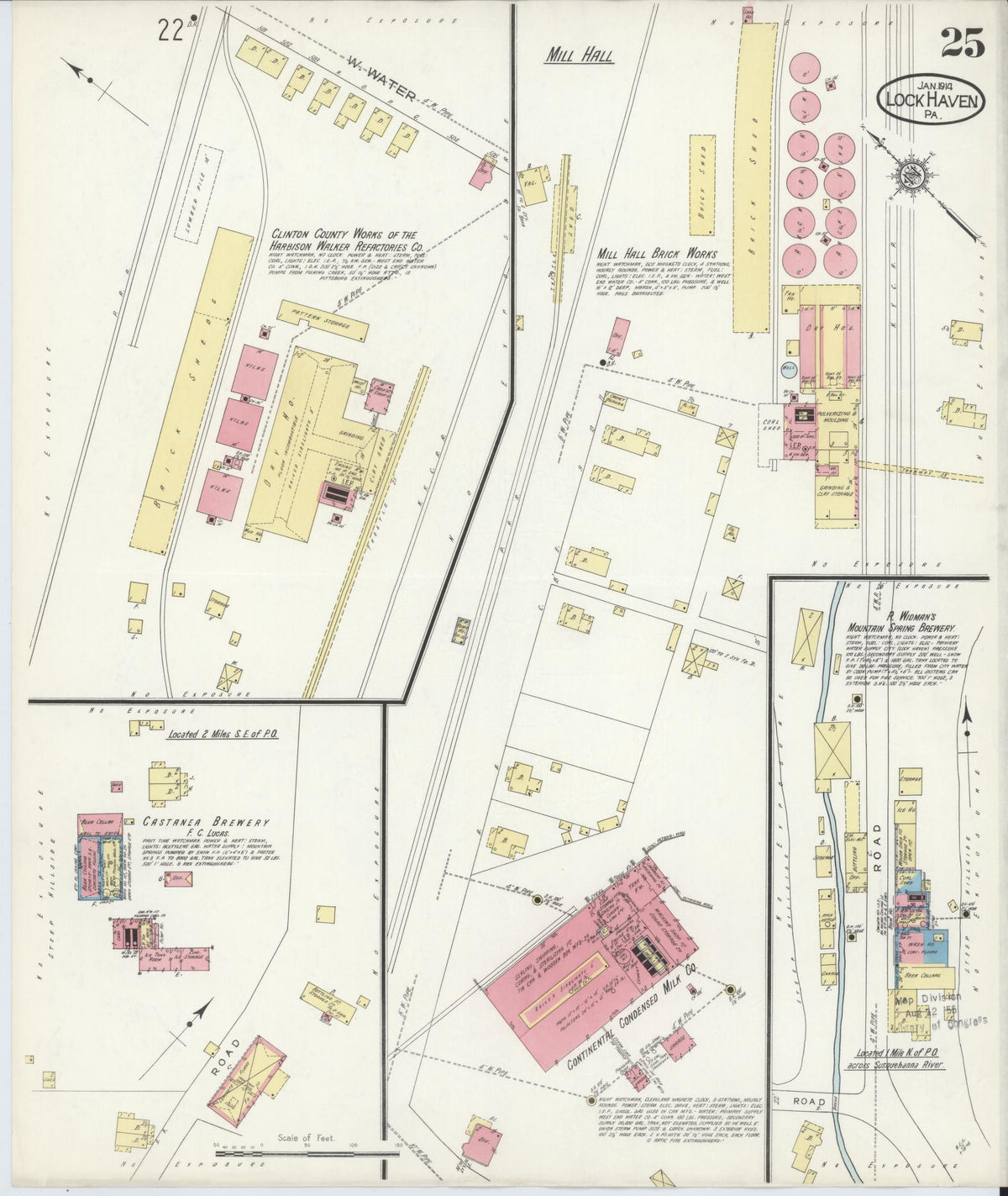 Sanborn Fire Insurance Map from Lock Haven, Clinton County, Pennsylvania (1914), Sheet #0025 - Historic Sanborn Fire Insurance Map Print, vintage old map wall art, antique decor, genealogy gift, Pennsylvania Pennsylvania map