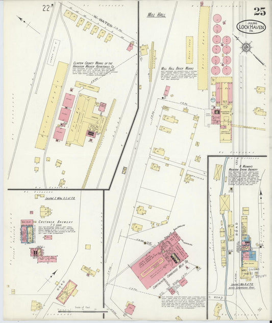 Sanborn Fire Insurance Map from Lock Haven, Clinton County, Pennsylvania (1914), Sheet #0025 - Historic Sanborn Fire Insurance Map Print, vintage old map wall art, antique decor, genealogy gift, Pennsylvania Pennsylvania map
