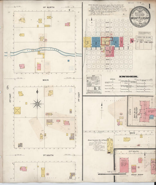 Sanborn Fire Insurance Map from Mount Pleasant, Sanpete County, Utah (1931), Sheet #0001 - Complete Map Set gallery image, historic Sanborn map, vintage wall art, Utah Utah