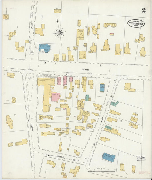 Sanborn Fire Insurance Map from Stockbridge, Berkshire County, Massachusetts (1905), Sheet #0002 - Historic Sanborn Fire Insurance Map Print, vintage old map wall art, antique decor, genealogy gift, Massachusetts Massachusetts map