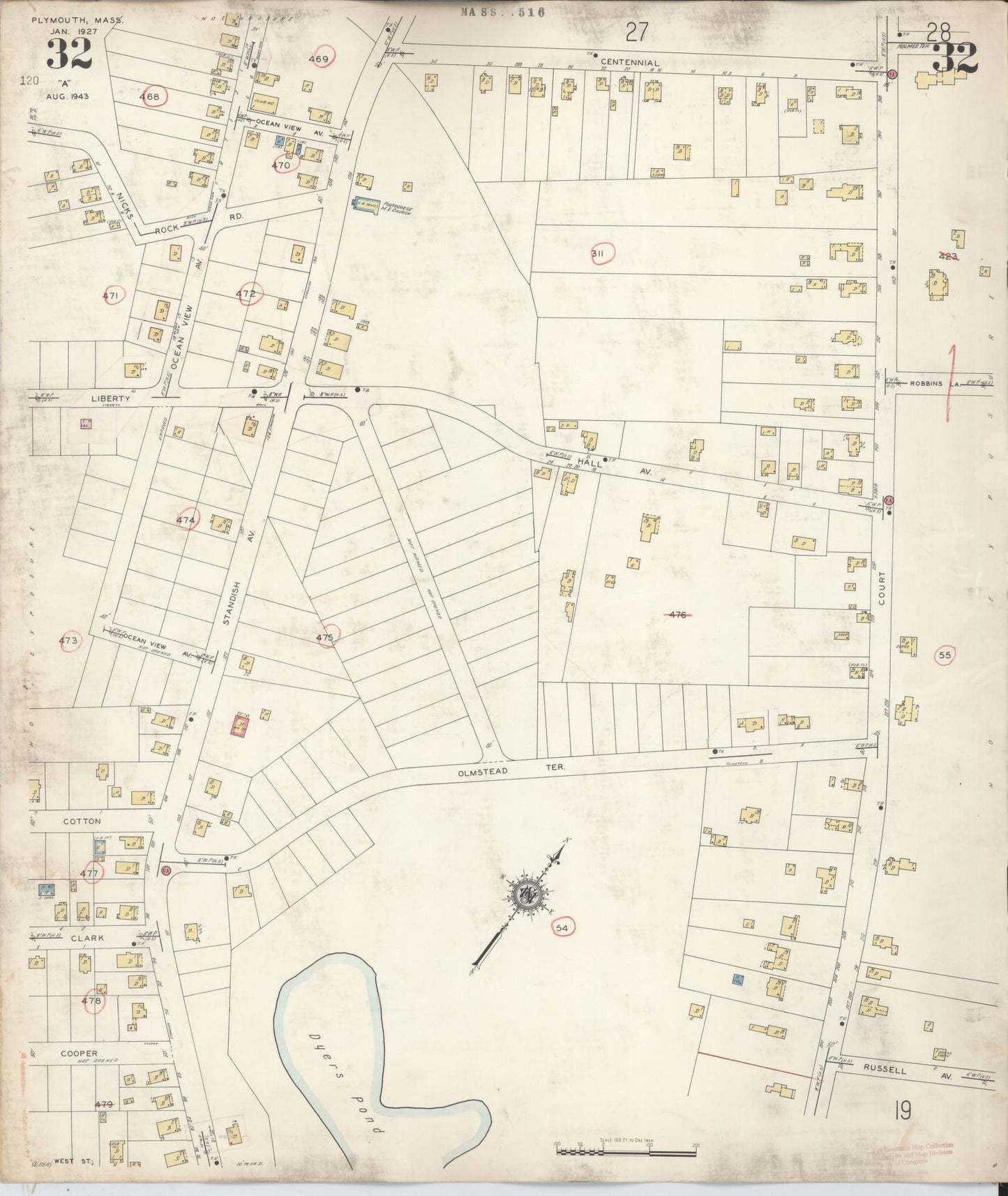 Sanborn Fire Insurance Map from Plymouth, Plymouth County, Massachusetts (1948), Sheet #0032 - Historic Sanborn Fire Insurance Map Print, vintage old map wall art, antique decor, genealogy gift, Massachusetts Massachusetts map