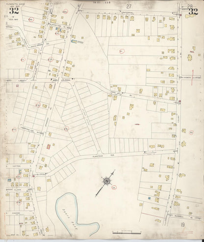 Sanborn Fire Insurance Map from Plymouth, Plymouth County, Massachusetts (1948), Sheet #0032 - Historic Sanborn Fire Insurance Map Print, vintage old map wall art, antique decor, genealogy gift, Massachusetts Massachusetts map