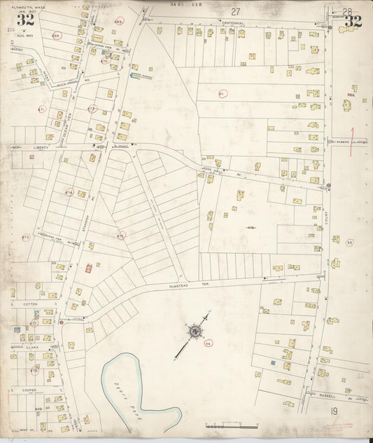 Sanborn Fire Insurance Map from Plymouth, Plymouth County, Massachusetts (1948), Sheet #0032 - Historic Sanborn Fire Insurance Map Print, vintage old map wall art, antique decor, genealogy gift, Massachusetts Massachusetts map