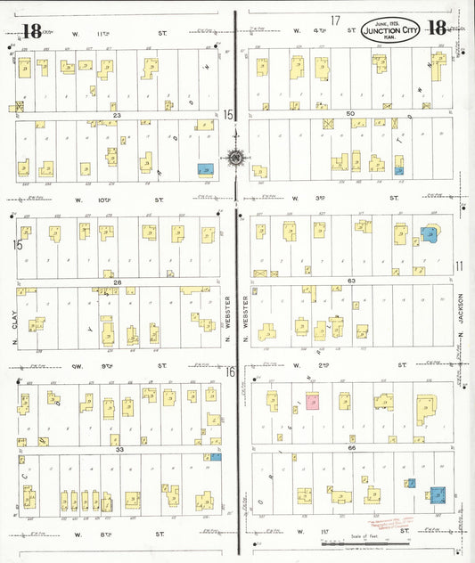 Sanborn Fire Insurance Map from Junction City, Geary County, Kansas (1925), Sheet #0018 - Historic Sanborn Fire Insurance Map Print, vintage old map wall art, antique decor, genealogy gift, Kansas Kansas map