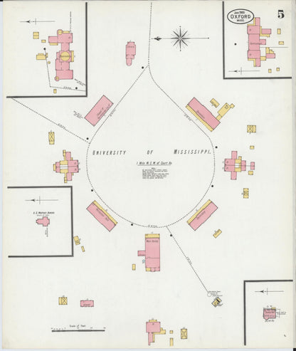 Sanborn Fire Insurance Map from Oxford, Lafayette County, Mississippi (1900), Sheet #0005 - Complete Map Set gallery image, historic Sanborn map, vintage wall art, Mississippi Mississippi