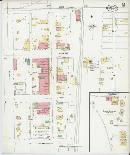 Sanborn Fire Insurance Map from Cherokee, Crawford County, Kansas (1899), Sheet #0002 - Historic Sanborn Fire Insurance Map Print, vintage old map wall art, antique decor, genealogy gift, Kansas Kansas map