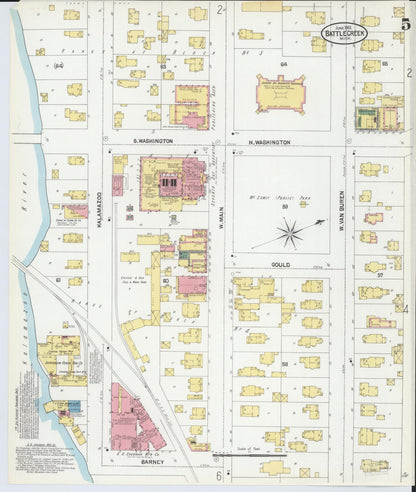 Sanborn Fire Insurance Map from Battle Creek, Calhoun County, Michigan (1902), Sheet #0005 - Historic Sanborn Fire Insurance Map Print, vintage old map wall art, antique decor, genealogy gift, Michigan Michigan map