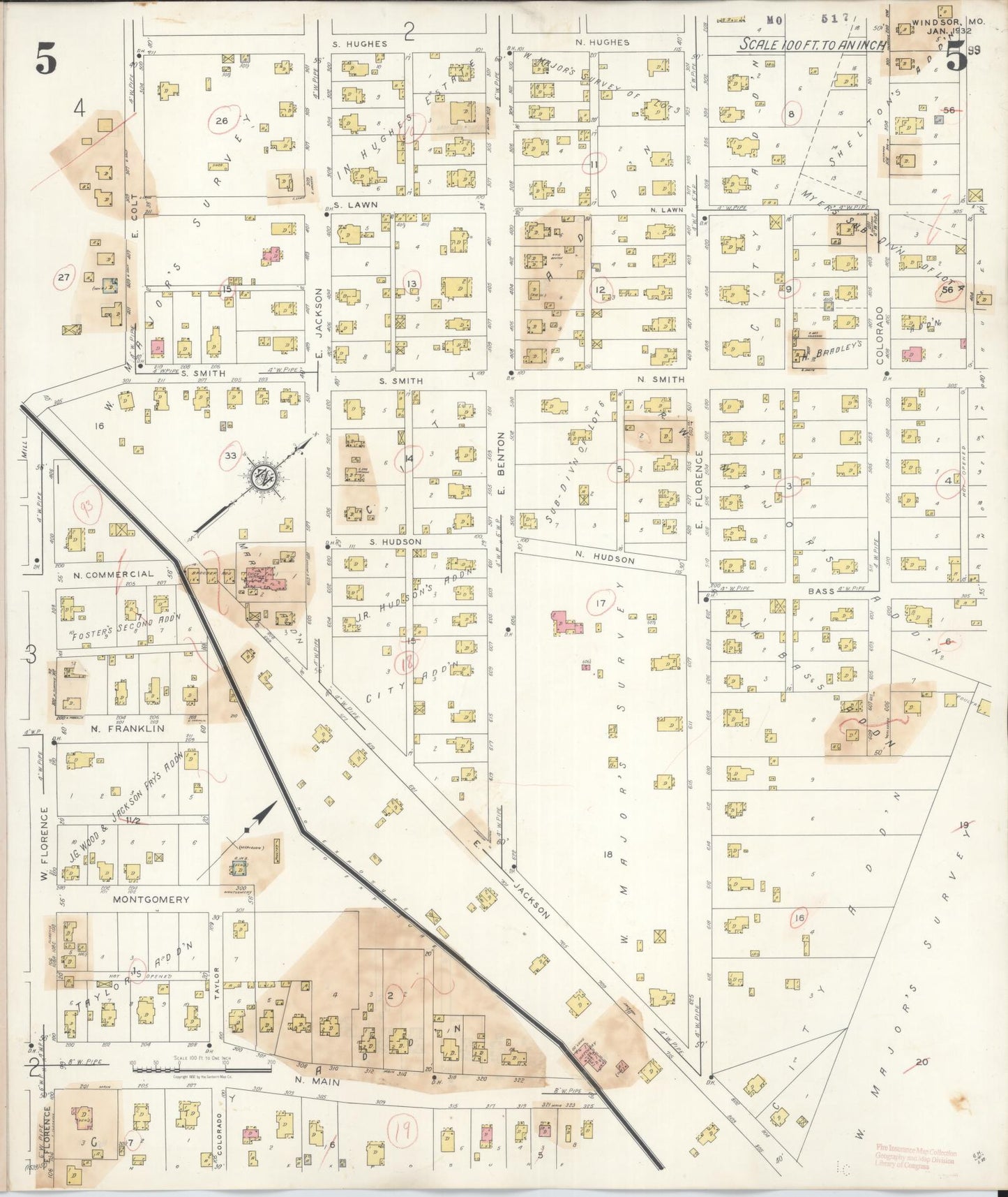 Sanborn Fire Insurance Map from Windsor, Henry County, Missouri (1943), Sheet #0005 - Complete Map Set gallery image, historic Sanborn map, vintage wall art, Missouri Missouri