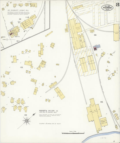 Sanborn Fire Insurance Map from Monroe, Snohomish County, Washington (1908), Sheet #0008 - Complete Map Set gallery image, historic Sanborn map, vintage wall art, Washington Washington