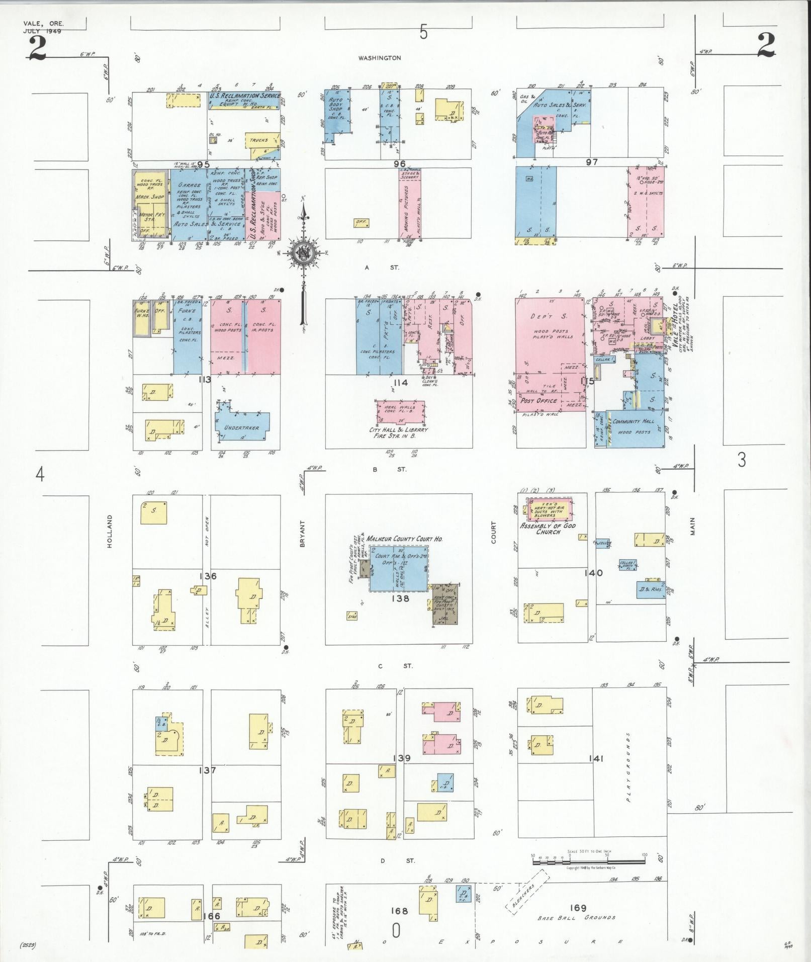 Sanborn Fire Insurance Map from Vale, Malheur County, Oregon (1949), Sheet #0002 - Complete Map Set gallery image, historic Sanborn map, vintage wall art, Oregon Oregon