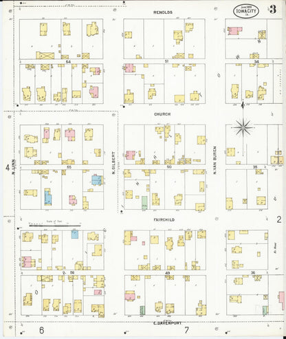 Sanborn Fire Insurance Map from Iowa City, Johnson County, Iowa (1899), Sheet #0003 - Historic Sanborn Fire Insurance Map Print