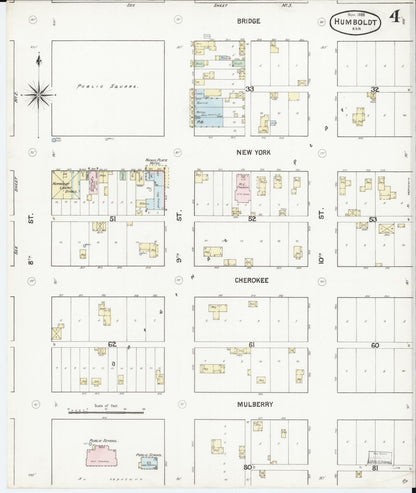 Sanborn Fire Insurance Map from Humboldt, Allen County, Kansas (1888), Sheet #0004 - Complete Map Set gallery image, historic Sanborn map, vintage wall art, Kansas Kansas