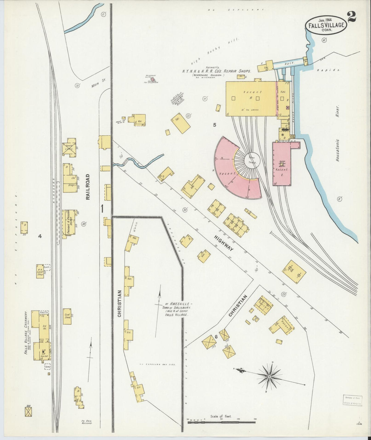 Sanborn Fire Insurance Map from Falls Village, Litchfield County, Connecticut (1904), Sheet #0002 - Complete Map Set gallery image, historic Sanborn map, vintage wall art, Connecticut Connecticut