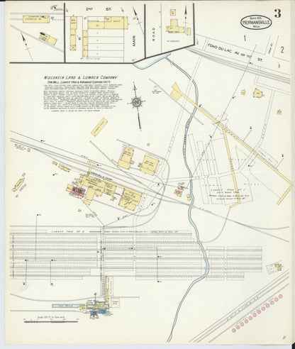 Sanborn Fire Insurance Map from Hermansville, Menominee County, Michigan (1913), Sheet #0003 - Historic Sanborn Fire Insurance Map Print, vintage old map wall art, antique decor, genealogy gift, Michigan Michigan map