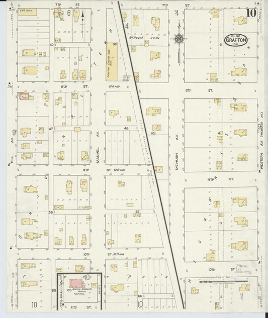 Sanborn Fire Insurance Map from Grafton, Walsh County, North Dakota (1918), Sheet #0010 - Historic Sanborn Fire Insurance Map Print, vintage old map wall art, antique decor, genealogy gift, North Dakota North Dakota map