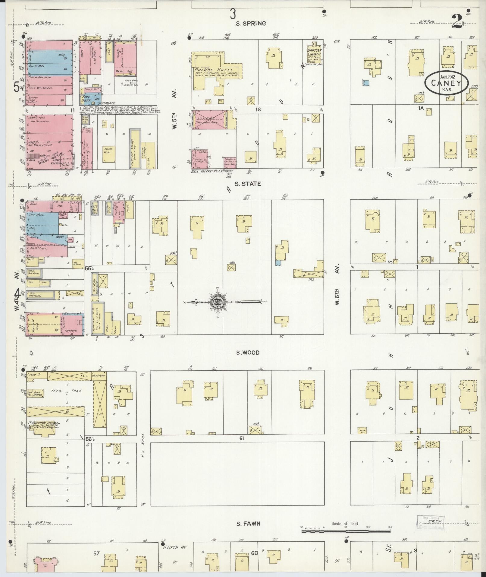 Sanborn Fire Insurance Map from Caney, Montgomery County, Kansas (1912), Sheet #0002 - Historic Sanborn Fire Insurance Map Print, vintage old map wall art, antique decor, genealogy gift, Kansas Kansas map