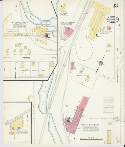 Sanborn Fire Insurance Map from Petoskey, Emmet County, Michigan (1913), Sheet #0018 - Complete Map Set gallery image, historic Sanborn map, vintage wall art, Michigan Michigan