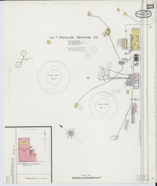 Sanborn Fire Insurance Map from Findlay, Hancock County, Ohio (1895), Sheet #0023 - Historic Sanborn Fire Insurance Map Print, vintage old map wall art, antique decor, genealogy gift, Ohio Ohio map