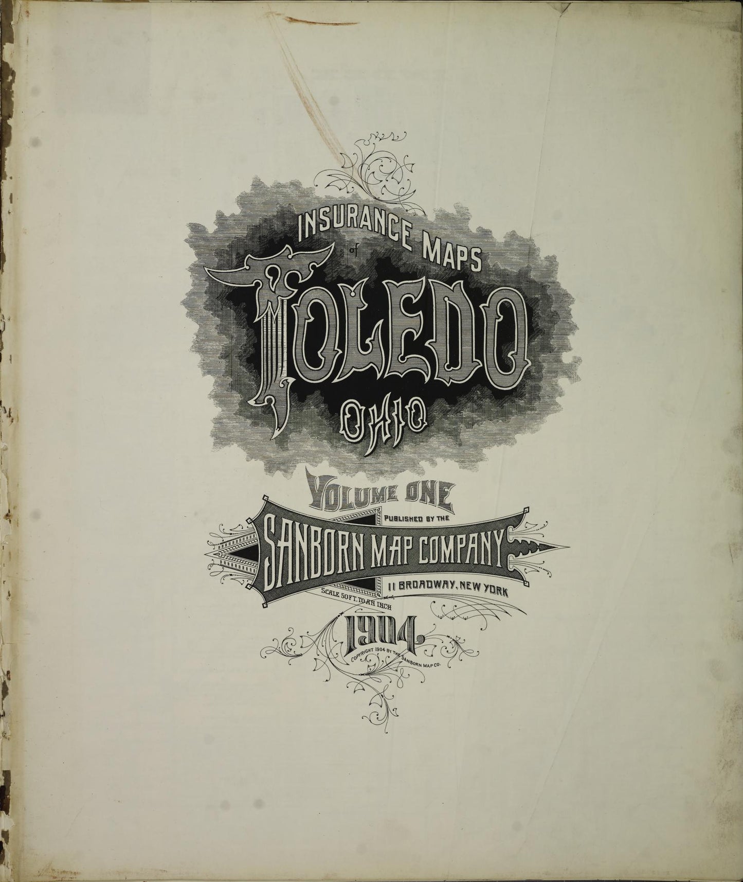 Sanborn Fire Insurance Map from Toledo, Lucas County, Ohio (1904), Sheet #0001 - Historic Sanborn Fire Insurance Map Print, vintage old map wall art, antique decor, genealogy gift, Ohio Ohio map