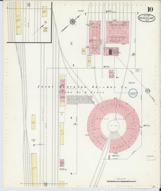 Sanborn Fire Insurance Map from Devils Lake, Ramsey County, North Dakota (1914), Sheet #0010 - Historic Sanborn Fire Insurance Map Print, vintage old map wall art, antique decor, genealogy gift, North Dakota North Dakota map