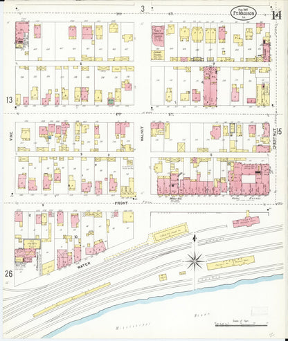 Sanborn Fire Insurance Map from Fort Madison, Lee County, Iowa (1907), Sheet #0014 - Historic Sanborn Fire Insurance Map Print