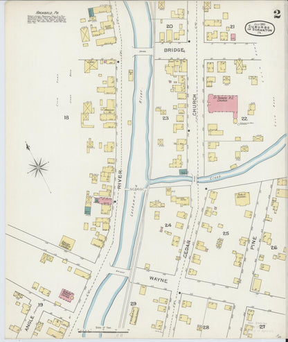 Sanborn Fire Insurance Map from Scranton Suburbs, Lackawanna County, Pennsylvania (1893), Sheet #0002 - Historic Sanborn Fire Insurance Map Print, vintage old map wall art, antique decor, genealogy gift, Pennsylvania Pennsylvania map