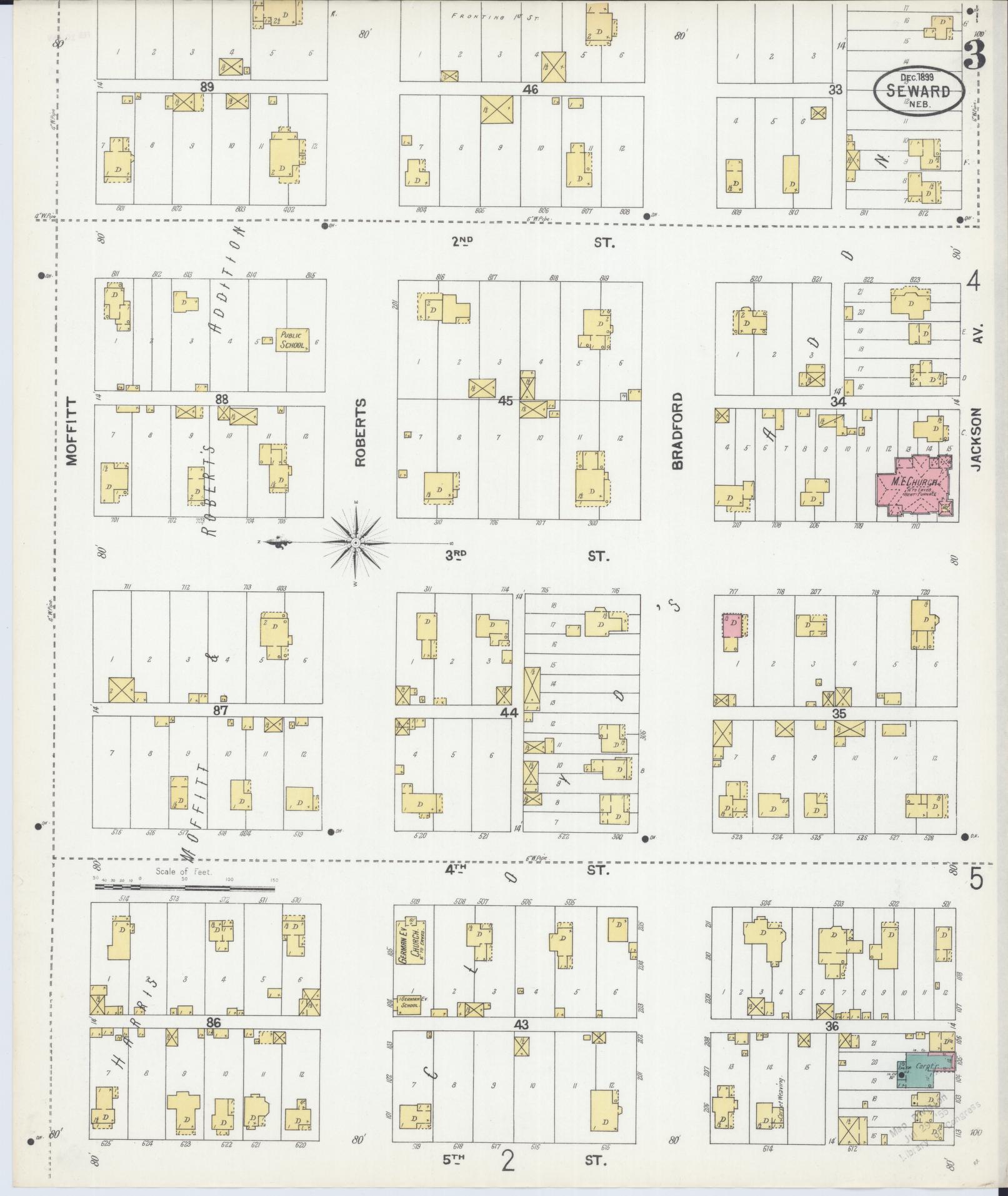 Sanborn Fire Insurance Map from Seward, Seward County, Nebraska (1899), Sheet #0003 - Historic Sanborn Fire Insurance Map Print, vintage old map wall art, antique decor, genealogy gift, Nebraska Nebraska map