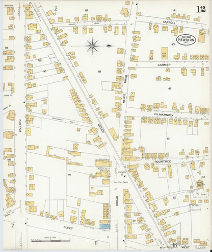 Sanborn Fire Insurance Map from New Bern, Craven County, North Carolina (1908), Sheet #0012 - Complete Map Set gallery image, historic Sanborn map, vintage wall art, North Carolina North Carolina