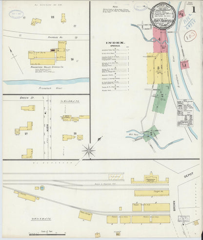 Sanborn Fire Insurance Map from Fort Fairfield, Aroostook County, Maine (1898), Sheet #0001 - Complete Map Set gallery image, historic Sanborn map, vintage wall art, Maine Maine