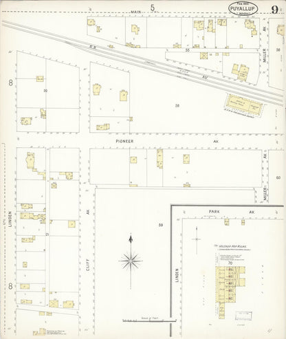 Sanborn Fire Insurance Map from Puyallup, Pierce County, Washington (1900), Sheet #0009 - Complete Map Set gallery image, historic Sanborn map, vintage wall art, Washington Washington