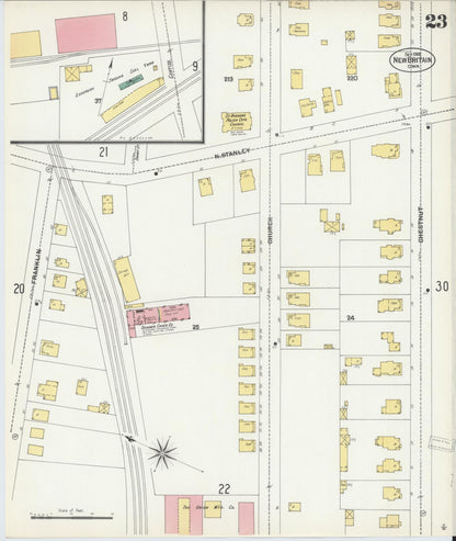Sanborn Fire Insurance Map from New Britain, Hartford County, Connecticut (1901), Sheet #0023 - Complete Map Set gallery image, historic Sanborn map, vintage wall art, Connecticut Connecticut
