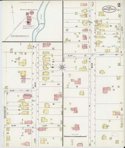 Sanborn Fire Insurance Map from Shelbyville, Shelby County, Kentucky (1897), Sheet #0002 - Complete Map Set gallery image, historic Sanborn map, vintage wall art, Kentucky Kentucky
