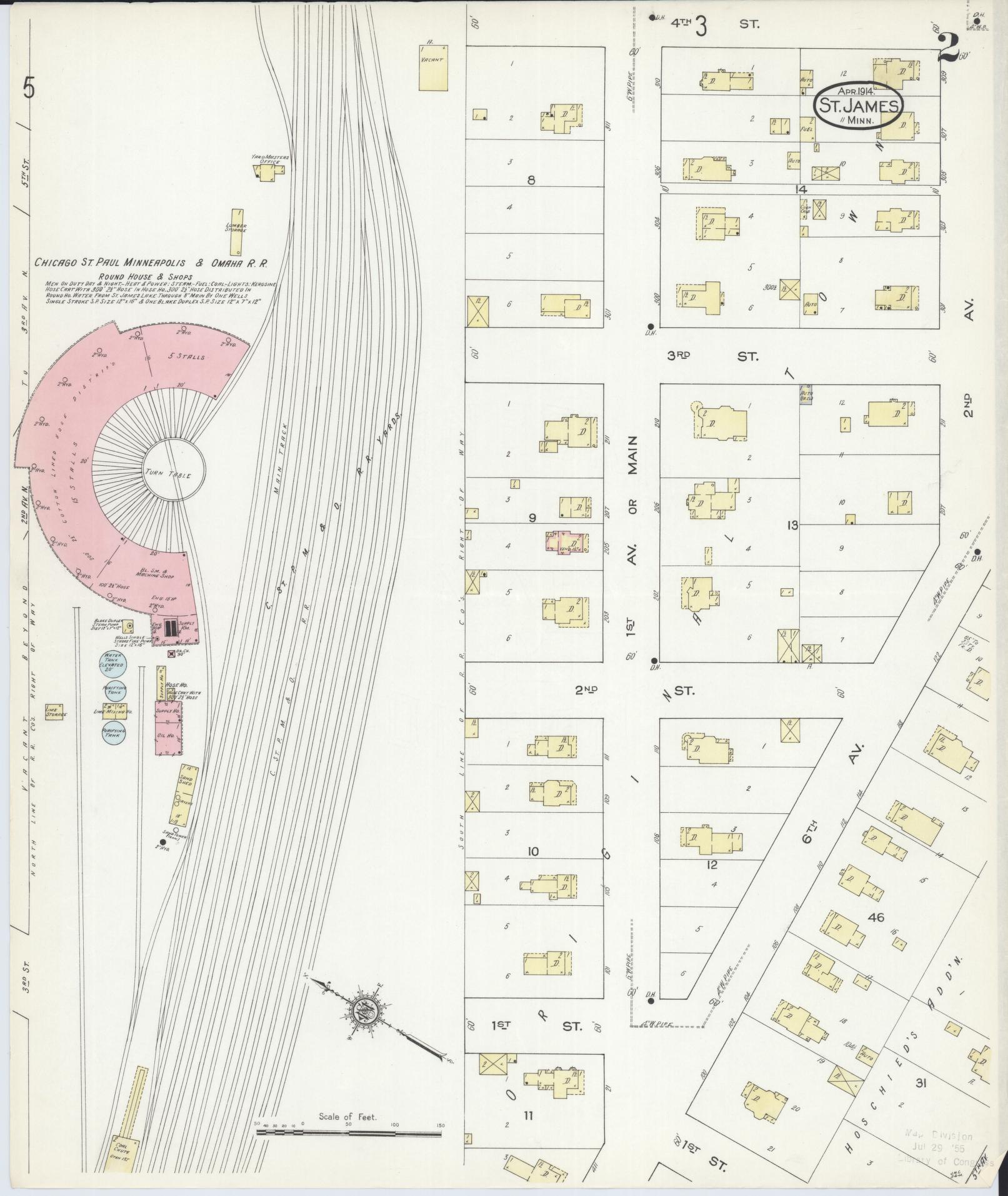 Sanborn Fire Insurance Map from Saint James, Watonwan County, Minnesota (1914), Sheet #0002 - Complete Map Set gallery image, historic Sanborn map, vintage wall art, Minnesota Minnesota