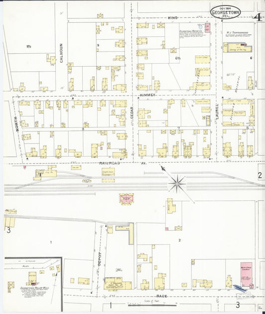Sanborn Fire Insurance Map from Georgetown, Sussex County, Delaware (1904), Sheet #0004 - Historic Sanborn Fire Insurance Map Print, vintage old map wall art, antique decor, genealogy gift, Delaware Delaware map