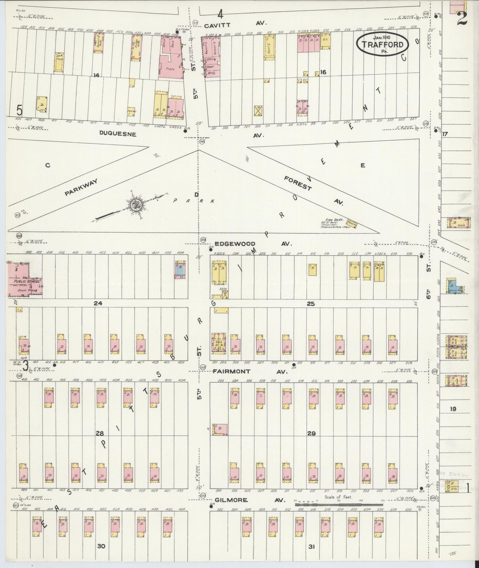 Sanborn Fire Insurance Map from Trafford, Westmoreland County, Pennsylvania (1910), Sheet #0002 - Complete Map Set gallery image, historic Sanborn map, vintage wall art, Pennsylvania Pennsylvania