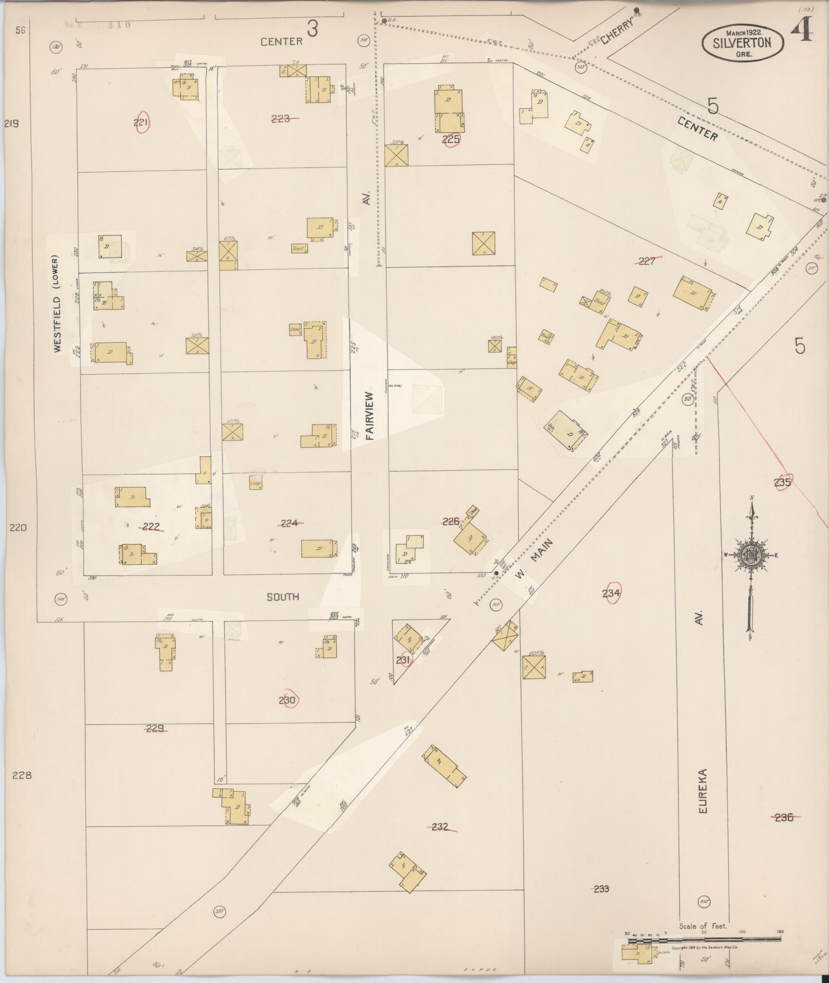 Sanborn Fire Insurance Map from Silverton, Marion County, Oregon (1939), Sheet #0004 - Complete Map Set gallery image, historic Sanborn map, vintage wall art, Oregon Oregon