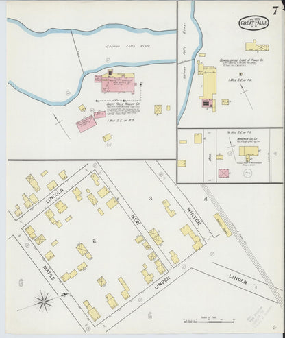 Sanborn Fire Insurance Map from Great Falls, Strafford County, New Hampshire (1893), Sheet #0007 - Complete Map Set gallery image, historic Sanborn map, vintage wall art, New Hampshire New Hampshire