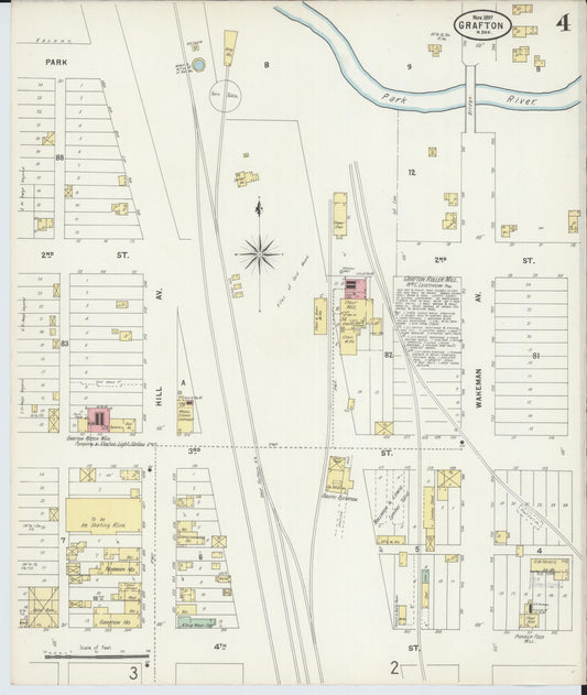 Sanborn Fire Insurance Map from Grafton, Walsh County, North Dakota (1897), Sheet #0004 - Historic Sanborn Fire Insurance Map Print, vintage old map wall art, antique decor, genealogy gift, North Dakota North Dakota map