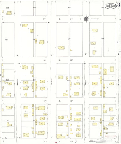 Sanborn Fire Insurance Map from Coeur D'alene, Kootenai County, Idaho (1921), Sheet #0003 - Complete Map Set gallery image, historic Sanborn map, vintage wall art, Idaho Idaho