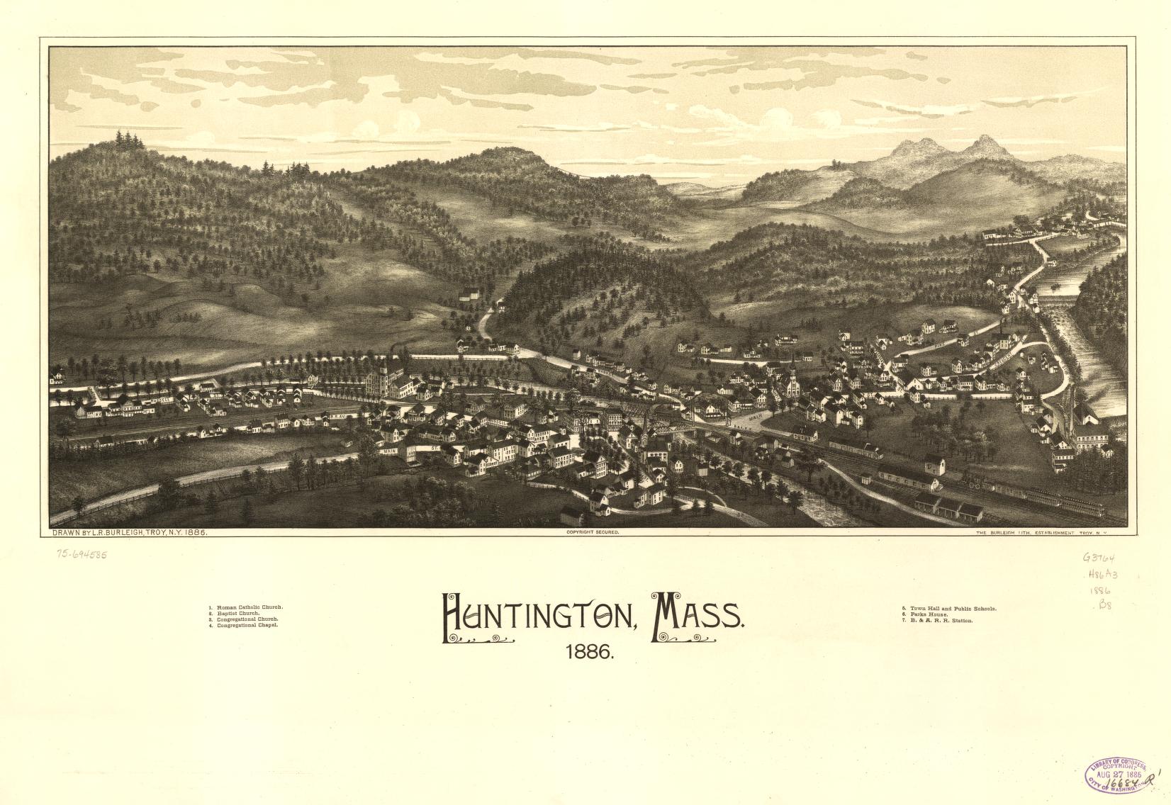 Huntington, Mass. 1886. (1886) – Historic Bird’s-Eye View Panorama Print