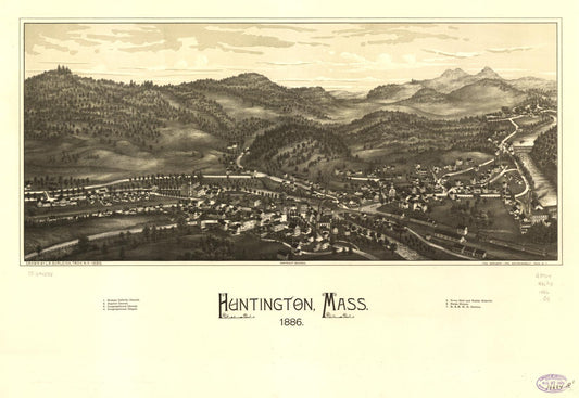 Huntington, Mass. 1886. (1886) – Historic Bird’s-Eye View Panorama Print
