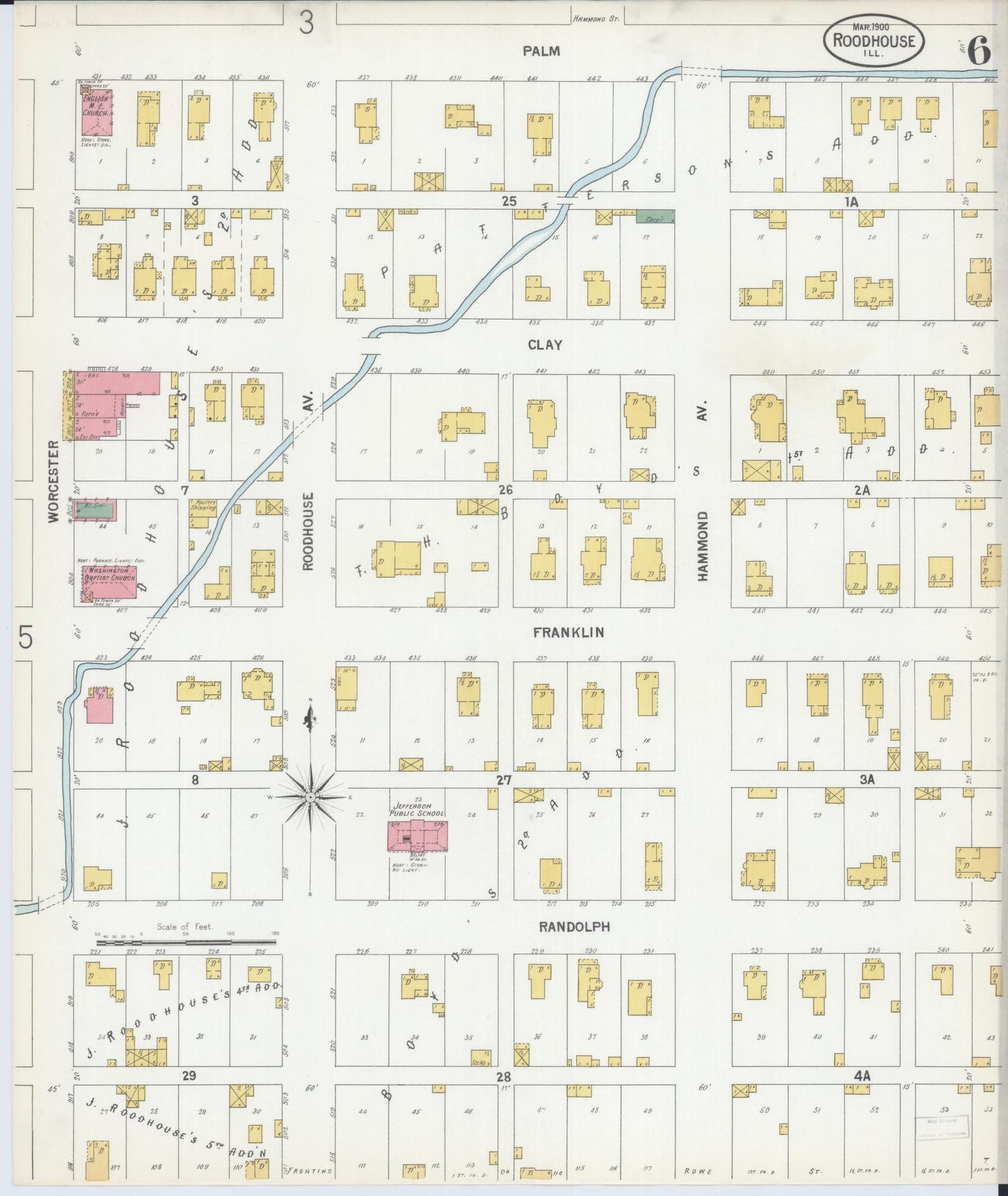 Sanborn Fire Insurance Map from Roodhouse, Greene County, Illinois (1900), Sheet #0006 - Complete Map Set gallery image, historic Sanborn map, vintage wall art, Illinois Illinois